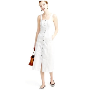 J.Crew Denim White Midi Dress With Pockets Size XS‎